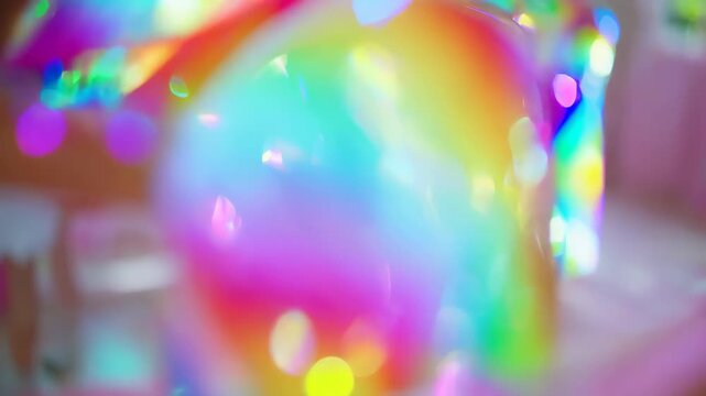 Colorful soap bubbles reflecting light on a blurred background  
