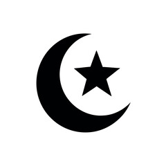 Crescent Moon with Star Icon Vector Illustration
