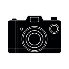 DSLR Silhouette Flat Line Style Vector Illustration