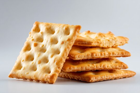 Delicious mathri flaky crackers stacked neatly on a white background showcasing their golden texture and crispness, perfect for snacking anytime of the day