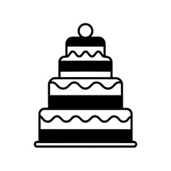 Elegant Wedding Cake in Line Style Vector Illustration