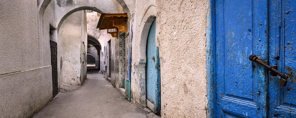 A street scene in the old city (medina) of Tunis, Tunisia