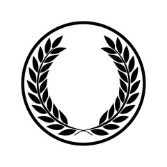 Elite Circle with Laurel Leaves Logo Icon Vector Illustration
