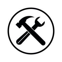 Hand Tool Inside Circle Icon Vector Illustration