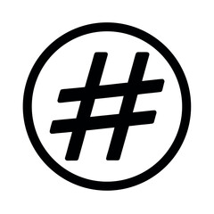 Hashtag Inside Circle Logo Icon Vector Illustration
