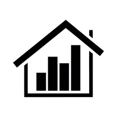 Home with Upward Bar Chart Icon Vector Illustration