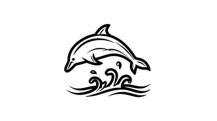 Fototapeta premium Playful dolphin leaping over ocean waves, a graceful marine mammal in its natural habitat, representing freedom and joy