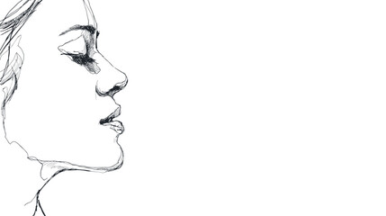 Minimalist sketch of a serene woman's profile
