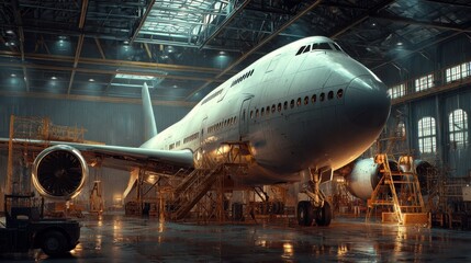 Airplane construction in a hangar