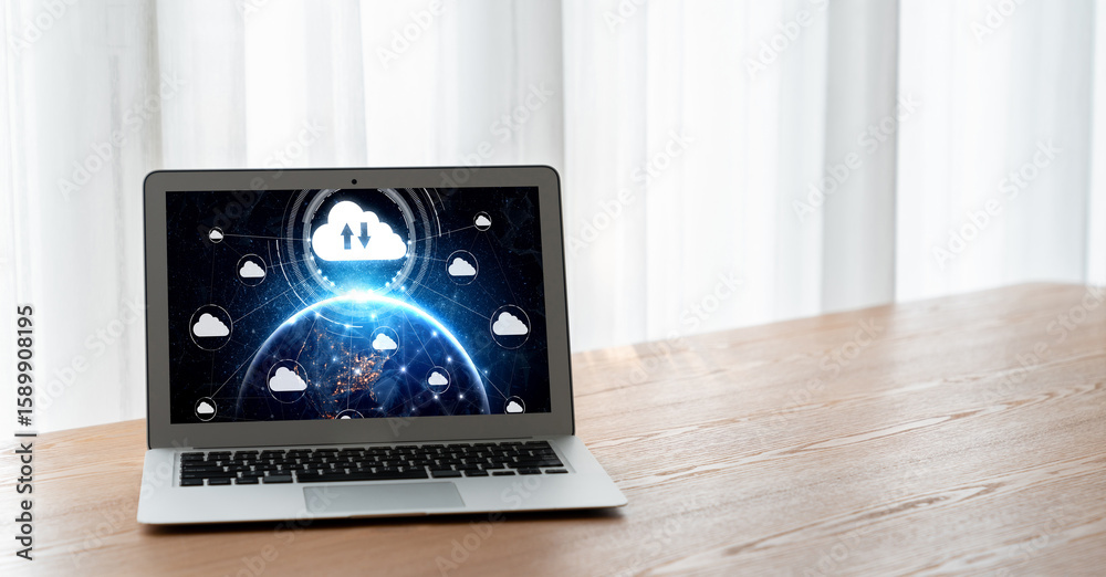 Poster cloud computing software for modish remote work and personal data storage