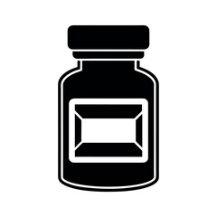 Pills Bottle with Label Icon Vector Illustration