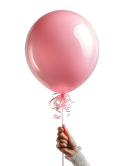 Pink balloon holding up on transparent background