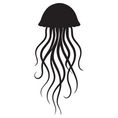 Minimalist Jellyfish Silhouette Vector for Marine-Themed Designs