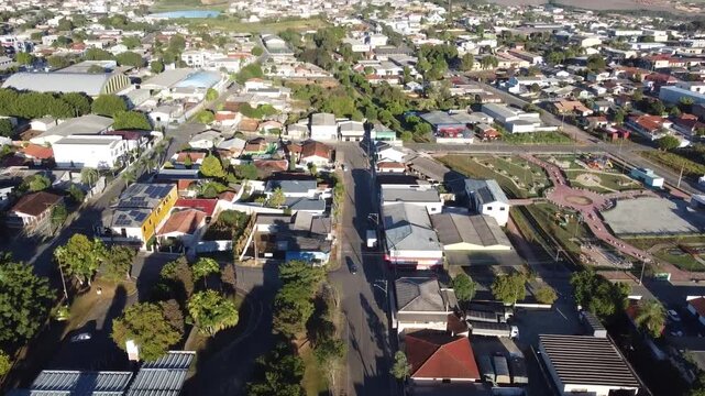 Drone in motion of the city of Tel&ecirc;maco Borba, a municipality located in the Campos Gerais region of Paran&aacute;, 235 km from the capital of Paran&aacute;, Curitiba. The image was taken in the morning