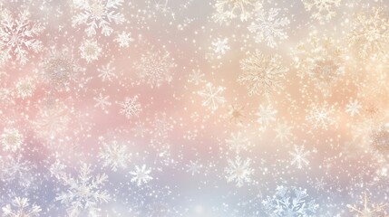 Fototapeta premium Floating Snowflakes with Pastel Background Winter Holiday Scene Celebration Concept
