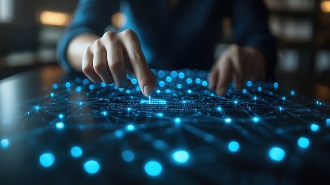 Business and network technology. Businessperson checking network and internet. Getting information via internet.