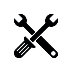 Wrench and Screwdriver Crossed Icon Vector Illustration