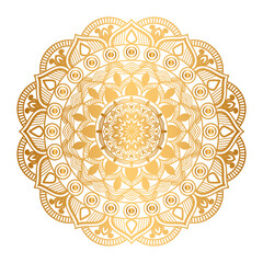 traditional Korean pattern mandala gold on transparent background