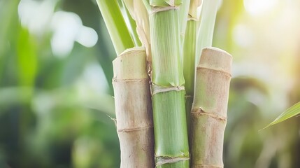 Obraz premium Closeup Green Bamboo Stalks Nature Scene