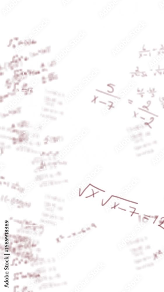 Poster animation of mathematical data processing over white background