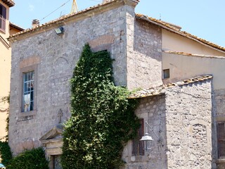 Narrow street in the Medieval old town of Viterbo. Viterbo, Lazio region, Italy