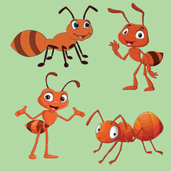 four ant vector set