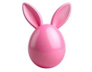 A sleek pink Easter egg with clean, smooth surface and a minimalist pair of bunny ear