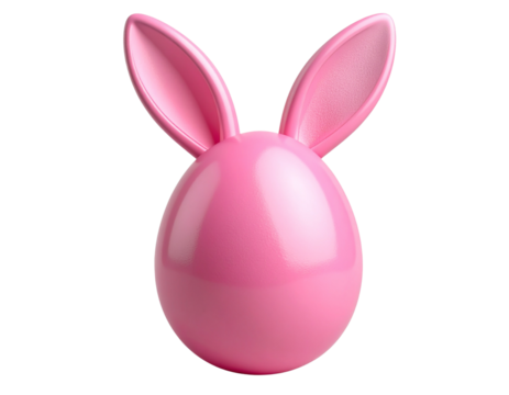 A sleek pink Easter egg with clean, smooth surface and a minimalist pair of bunny ear