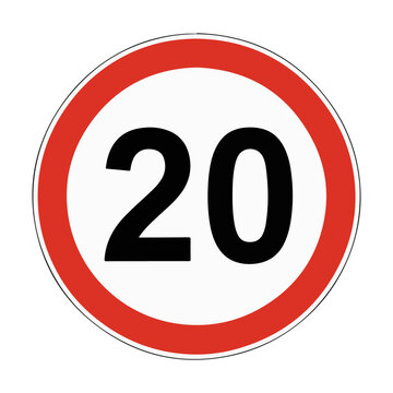 20 mph speed limit sign, printable traffic symbol

