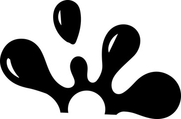 Circular ink drop with a hollow semicircle in the center.