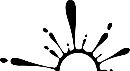 Spatter drop splash design with a central hollow semicircle.