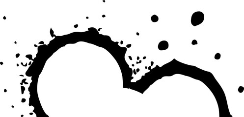 Staggered ink circle design with a central hollow semicircle.