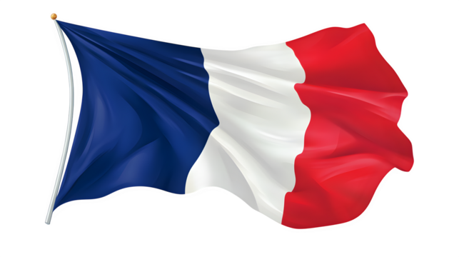 Waving French Flag, isolated on transparent background