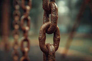 Close-up of rusted chain links