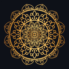Indian Flower Mandala Art With Luxury Golden Circle Frame Transparent Vintage Gold Circular Pattern Vector 