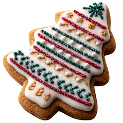 Decorated christmas tree cookie holiday sweet food dessert bakery  isolated on transparent background