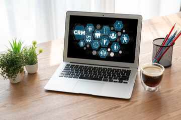 Customer relationship management system on modish computer for CRM business and enterprise