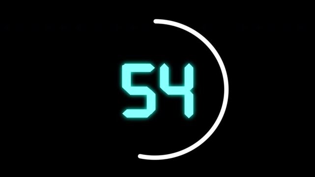 Digital Loading Counter 100% &ndash; Neon Blue HUD Progress Circle Animation 4k resolution