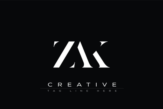 ZAK abstract letter logo design. This logo is designed by three abstract letters.