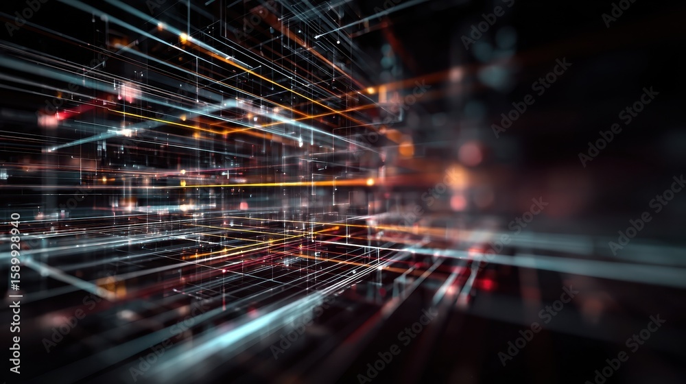 Poster big data flow technology and science vector background, tech abstraction with lines electronics and 