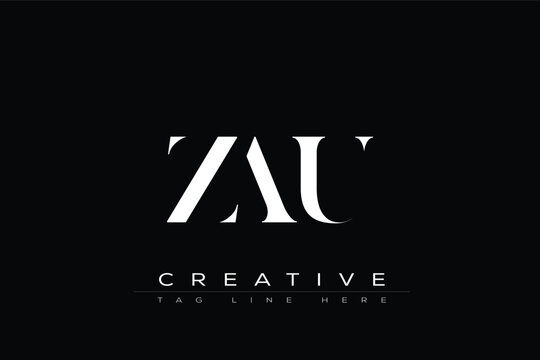 ZAU abstract letter logo design. This logo is designed by three abstract letters.