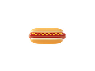 Cartoon Hot Dog with Mustard on Transparent Background