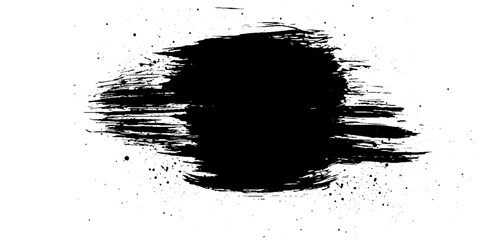 Loose black ink brushstroke on white background Vector abstract brushstroke grunge minimalist ink stroke art background