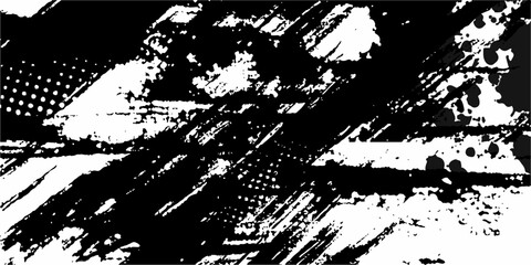 Loose black ink brushstroke on white background Vector abstract brushstroke grunge minimalist ink stroke art background