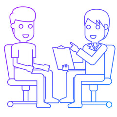 Illustration of physician taking history of patient