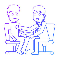 Illustration of Physician Checking Heartbeat with Stethoscope