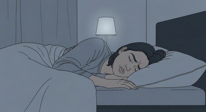 Woman sleeping in bedroom suffering from nightmare or sleep disorder. Insomnia concept and mental health problem background.