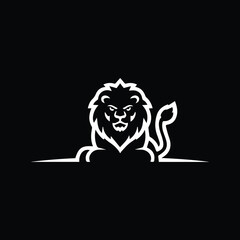 Fototapeta premium Lion Head Logo Bold Outline Lion for Sports, Security, or Luxury Brands