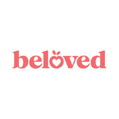 Fototapeta premium Beloved Logo Romantic Typography with Heart Icon in Wordmark