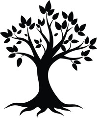 Obraz premium Elegant Tree Silhouette Vector with Roots and Branches